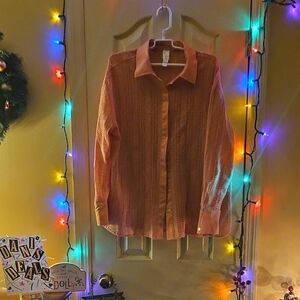 NWOT Wynne Collection Elegant Women's Peach Button-Down Shirt